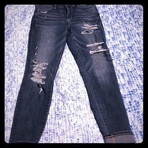 American Eagle high rise destructed jean.